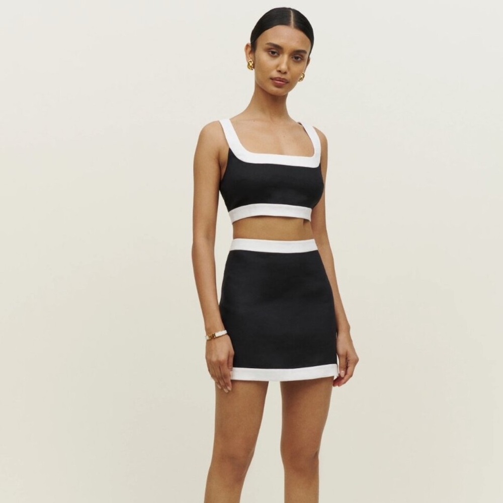 Reformation Black and White Mini Pencil Skirt Set